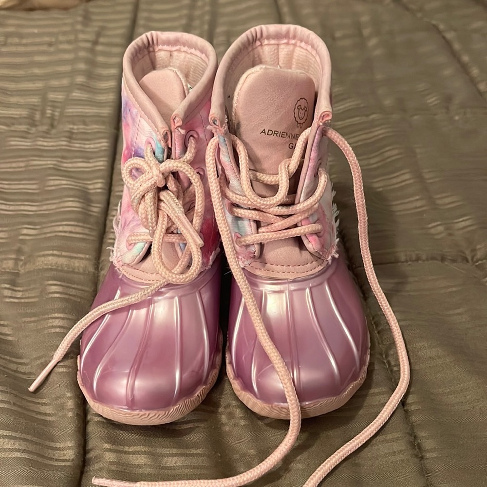 10t girls pink tie dye snow boots